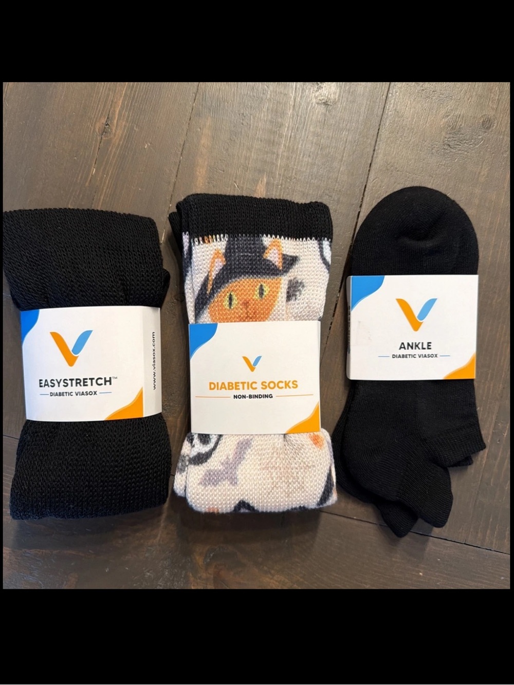 Viasox Diabetic Socks Spooky Cats Halloween 🐈‍⬛ 🎃 Easystretch Ankle Black L XL